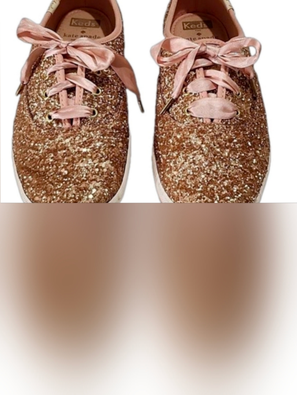 Kate Spade x Keds Champion Glitter Sneakers – Rose Gold Pink Satin Laces